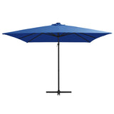 Zweefparasol met LED-verlichting en paal 250x250 cm azuurblauw - AllerleiShop