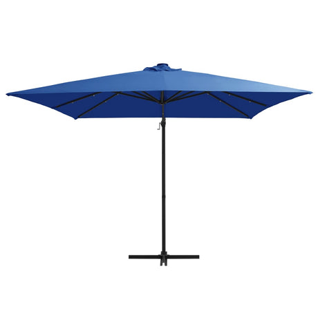 Zweefparasol met LED-verlichting en paal 250x250 cm azuurblauw - AllerleiShop