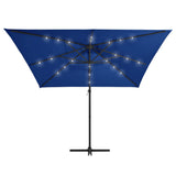 Zweefparasol met LED-verlichting en paal 250x250 cm azuurblauw - AllerleiShop