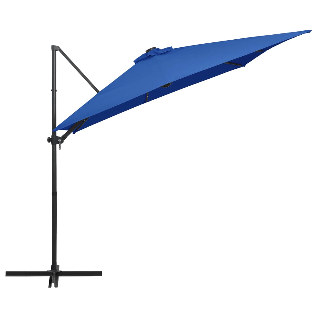 Zweefparasol met LED-verlichting en paal 250x250 cm azuurblauw - AllerleiShop