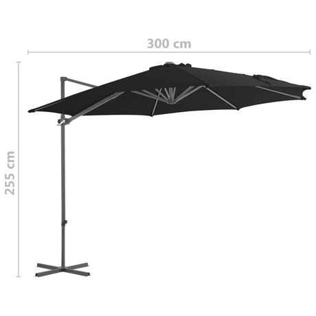 Zweefparasol met stalen paal 300 cm zwart - AllerleiShop