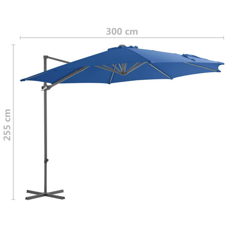 Zweefparasol met stalen paal 300 cm azuurblauw - AllerleiShop