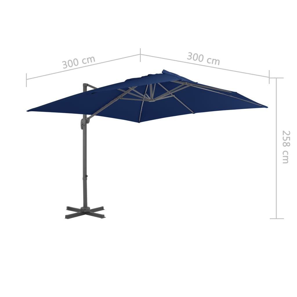 Zweefparasol met aluminium paal 3x3 m azuurblauw - AllerleiShop