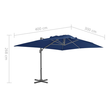 Zweefparasol met aluminium paal 4x3 m azuurblauw - AllerleiShop