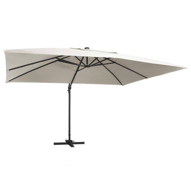 Zweefparasol met LED en aluminium paal 400x300 cm zandkleurig - AllerleiShop