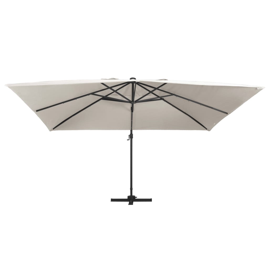 Zweefparasol met LED en aluminium paal 400x300 cm zandkleurig - AllerleiShop