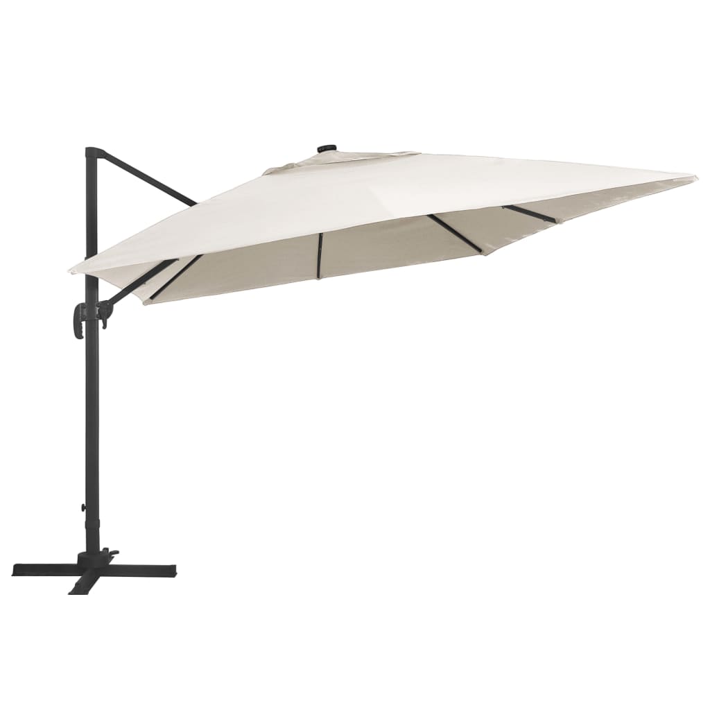 Zweefparasol met LED en aluminium paal 400x300 cm zandkleurig - AllerleiShop