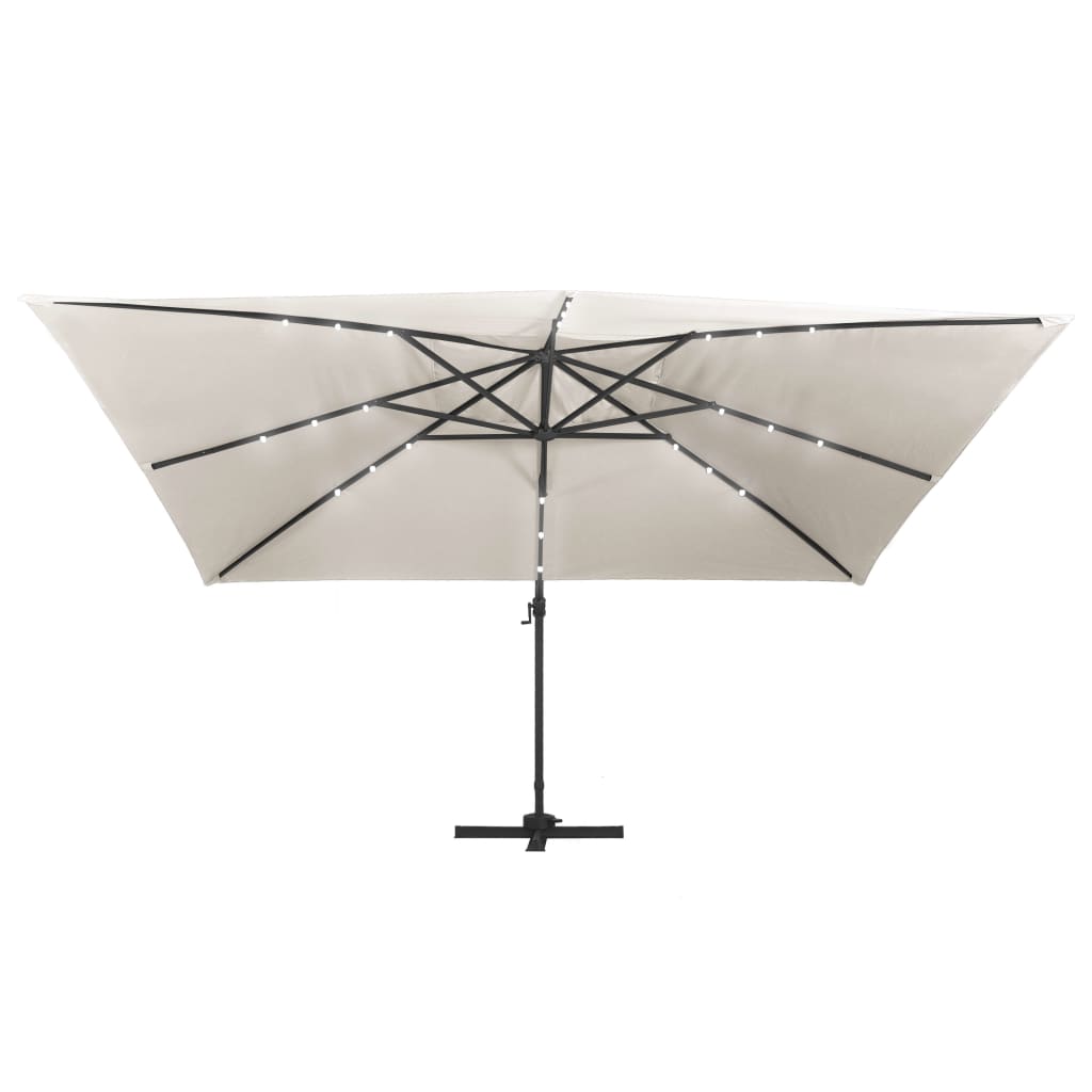 Zweefparasol met LED en aluminium paal 400x300 cm zandkleurig - AllerleiShop