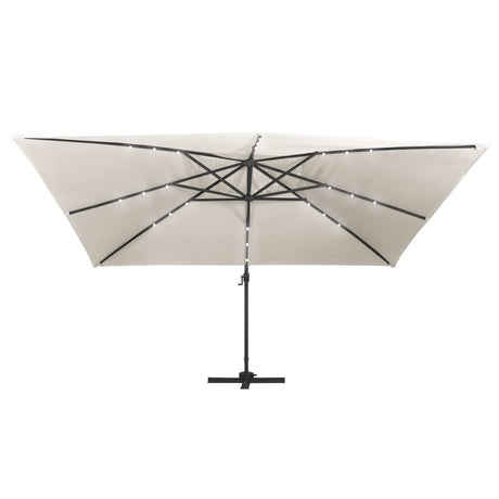 Zweefparasol met LED en aluminium paal 400x300 cm zandkleurig - AllerleiShop