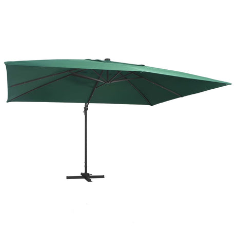 Zweefparasol met LED en aluminium paal 400x300 cm groen - AllerleiShop