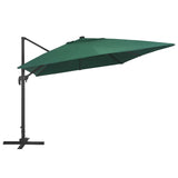 Zweefparasol met LED en aluminium paal 400x300 cm groen - AllerleiShop