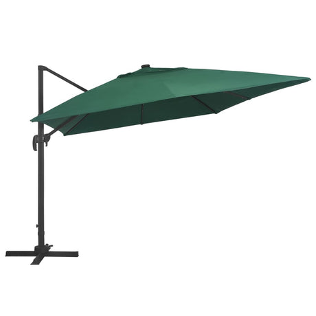 Zweefparasol met LED en aluminium paal 400x300 cm groen - AllerleiShop