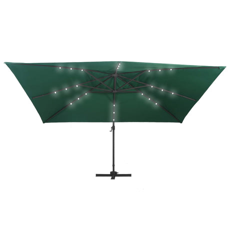 Zweefparasol met LED en aluminium paal 400x300 cm groen - AllerleiShop