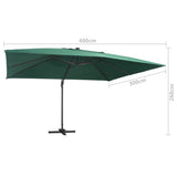 Zweefparasol met LED en aluminium paal 400x300 cm groen - AllerleiShop