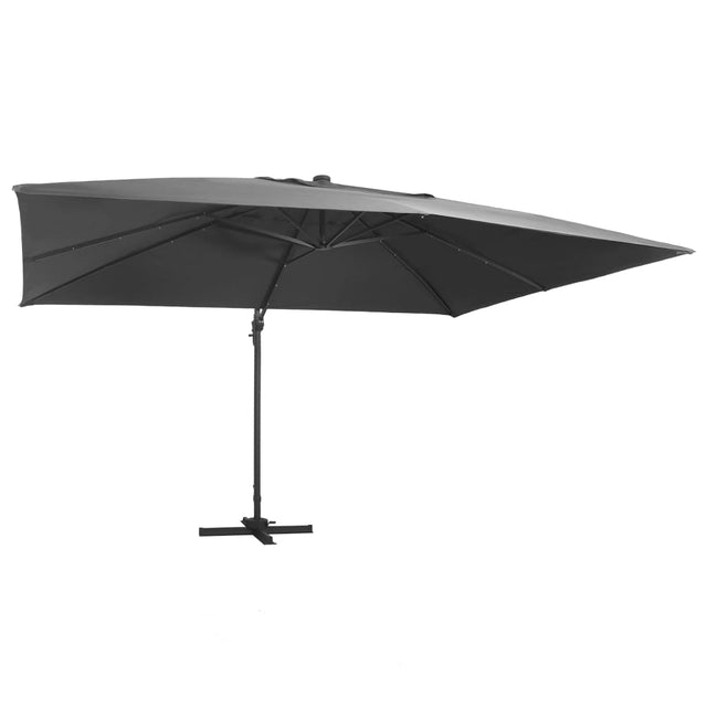 Zweefparasol met LED en aluminium paal 400x300 cm antraciet - AllerleiShop