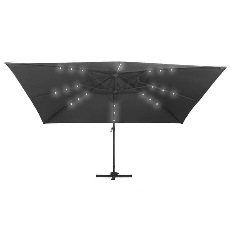 Zweefparasol met LED en aluminium paal 400x300 cm antraciet - AllerleiShop