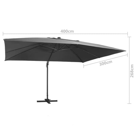 Zweefparasol met LED en aluminium paal 400x300 cm antraciet - AllerleiShop