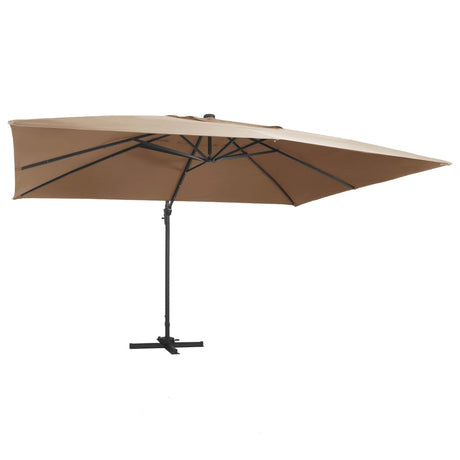 Zweefparasol met LED en aluminium paal 400x300 cm taupe - AllerleiShop