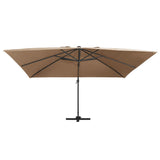 Zweefparasol met LED en aluminium paal 400x300 cm taupe - AllerleiShop