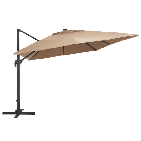 Zweefparasol met LED en aluminium paal 400x300 cm taupe - AllerleiShop