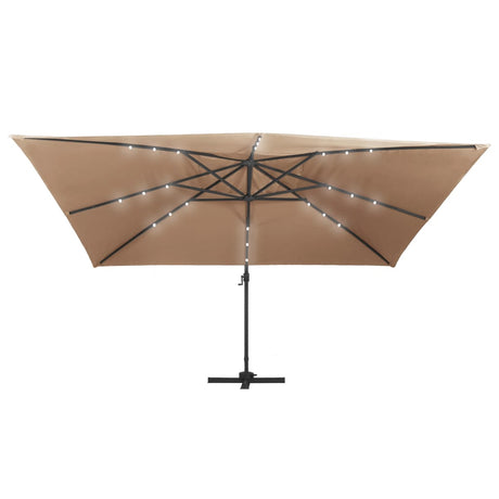 Zweefparasol met LED en aluminium paal 400x300 cm taupe - AllerleiShop