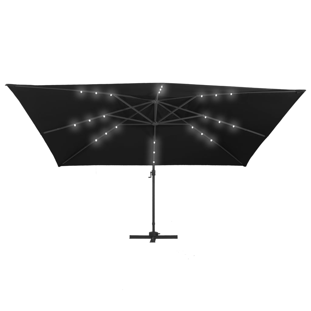 Zweefparasol met LED-verlichting en paal 400x300 cm zwart - AllerleiShop