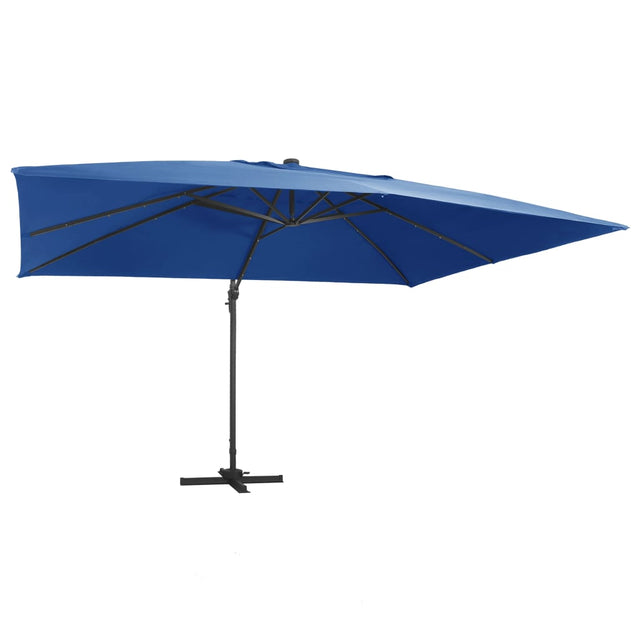 Zweefparasol met LED en aluminium paal 400x300 cm azuurblauw - AllerleiShop