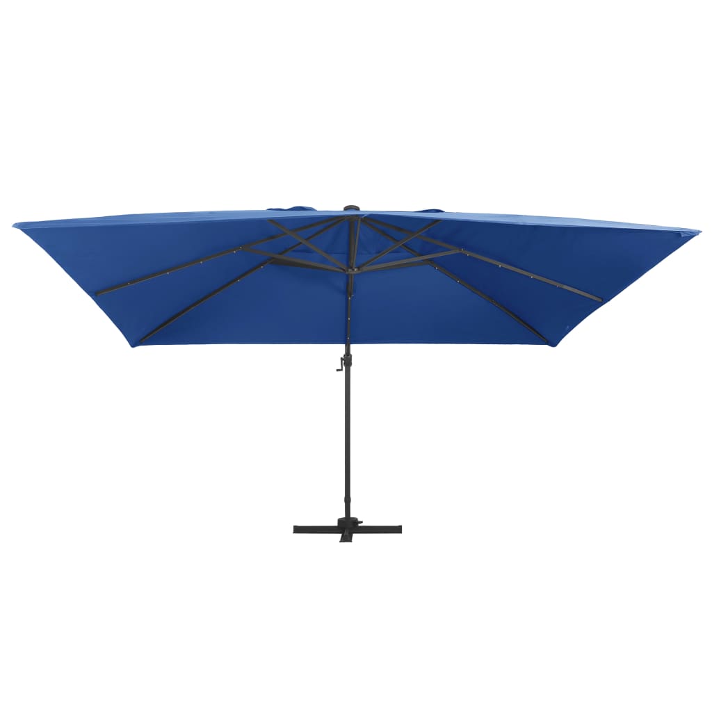 Zweefparasol met LED en aluminium paal 400x300 cm azuurblauw - AllerleiShop