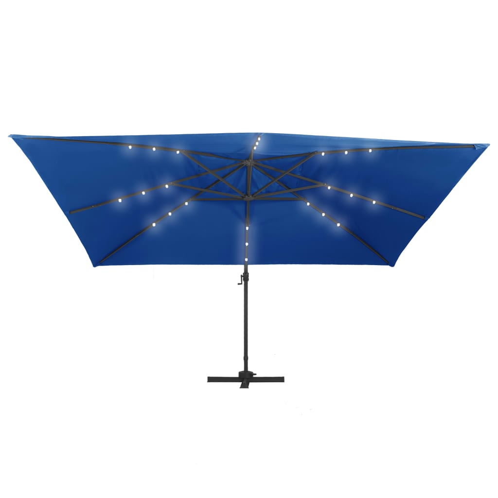 Zweefparasol met LED en aluminium paal 400x300 cm azuurblauw - AllerleiShop