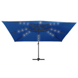 Zweefparasol met LED en aluminium paal 400x300 cm azuurblauw - AllerleiShop