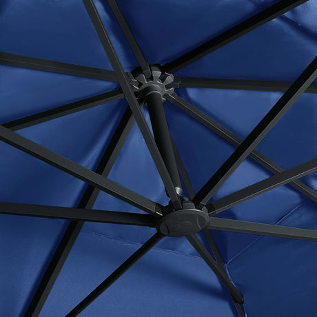 Zweefparasol met LED en aluminium paal 400x300 cm azuurblauw - AllerleiShop