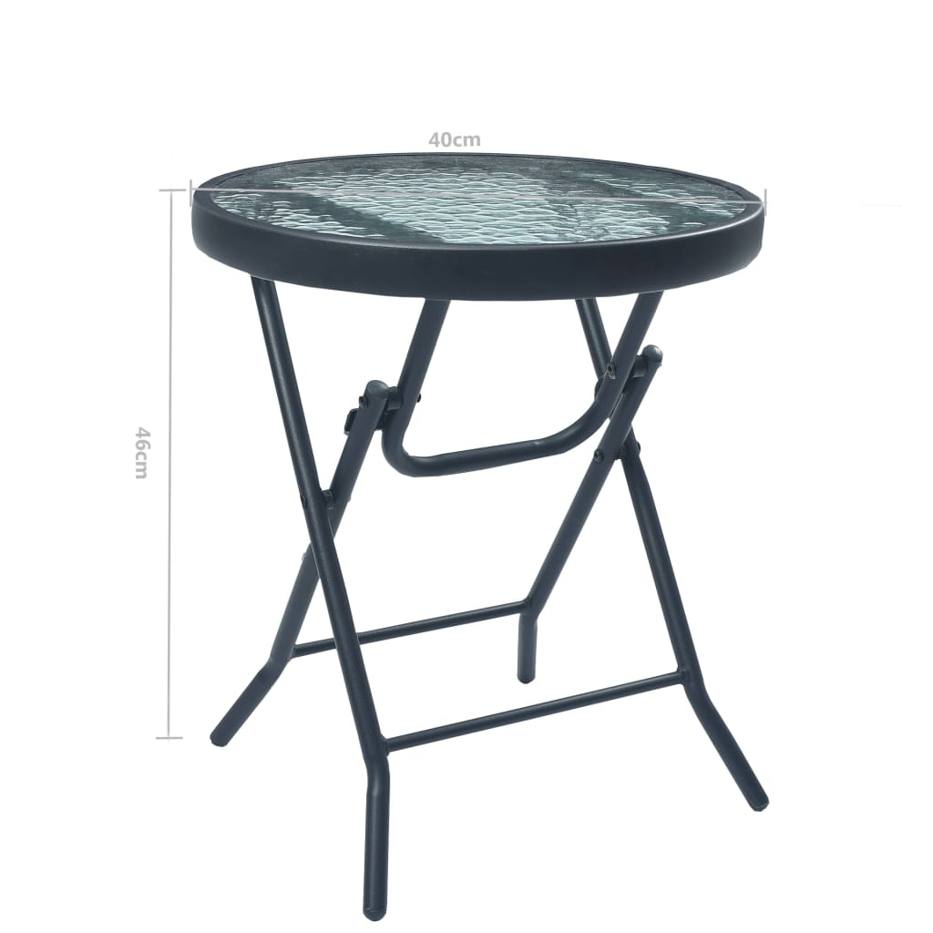 Bistrotafel 40x46 cm staal en glas zwart - AllerleiShop