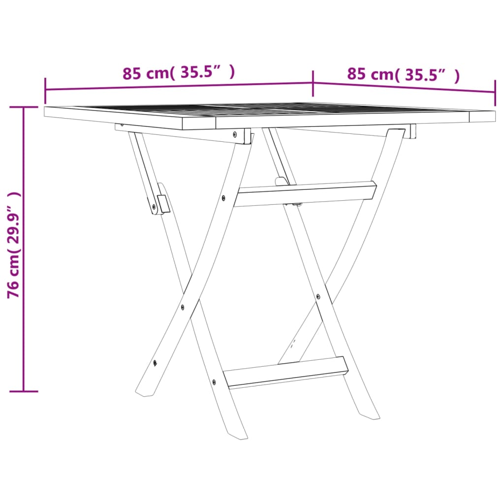 Tuintafel inklapbaar 85x85x76 cm massief teakhout - AllerleiShop