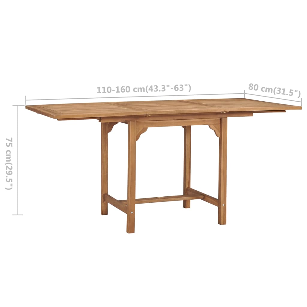 Tuintafel verlengbaar (110-160)x80x75 cm massief teakhout - AllerleiShop