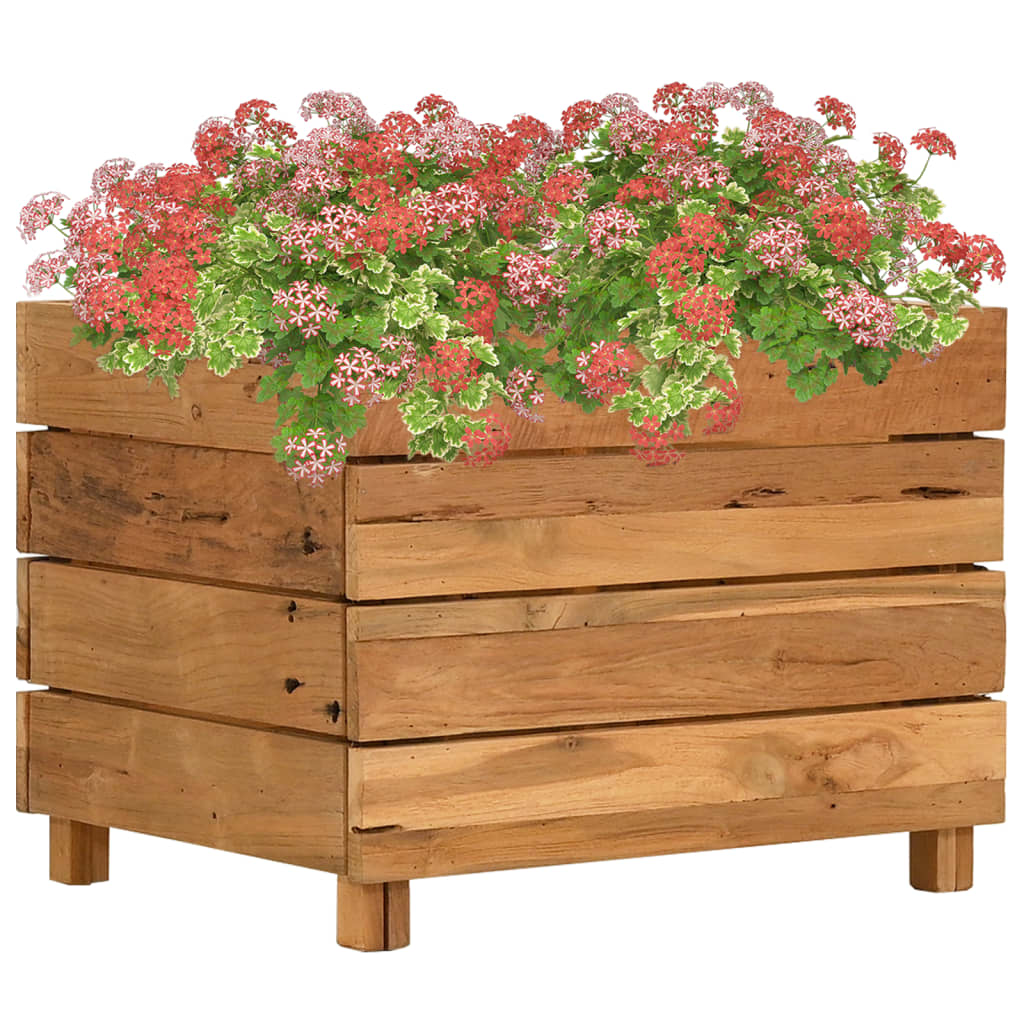 Plantenbak verhoogd 50x40x38 cm gerecycled teakhout en staal - AllerleiShop