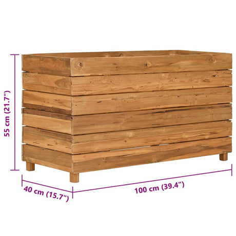 Plantenbak verhoogd 100x40x38 cm gerecycled teakhout en staal - AllerleiShop