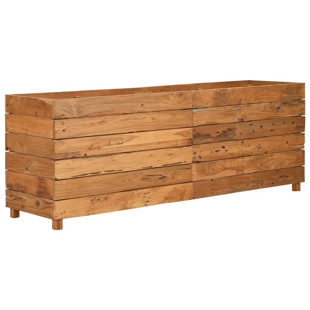 Plantenbak verhoogd 150x40x55 cm gerecycled teakhout en staal - AllerleiShop