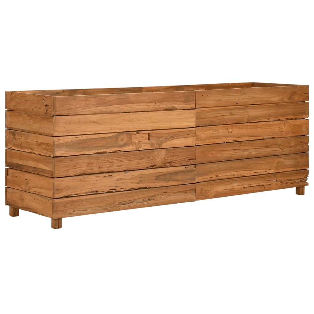 Plantenbak verhoogd 150x40x55 cm gerecycled teakhout en staal - AllerleiShop