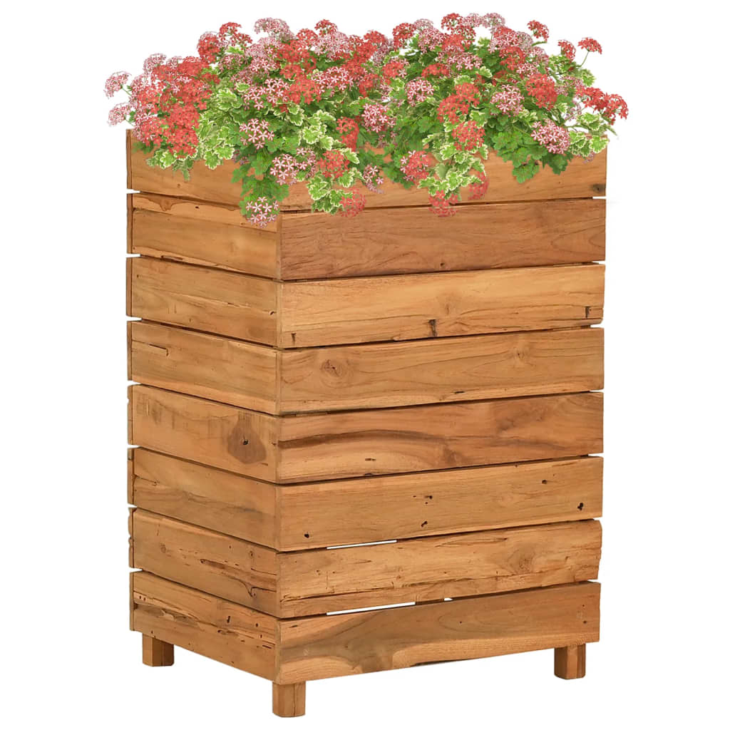 Plantenbak verhoogd 50x40x72 cm gerecycled teakhout en staal - AllerleiShop