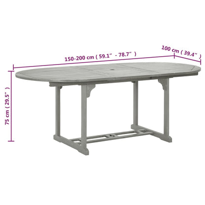 Tuintafel 200x100x75 cm massief acaciahout grijs - AllerleiShop