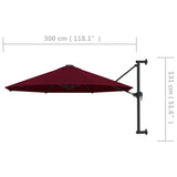 Wandparasol met metalen paal 300 cm bordeauxrood - AllerleiShop