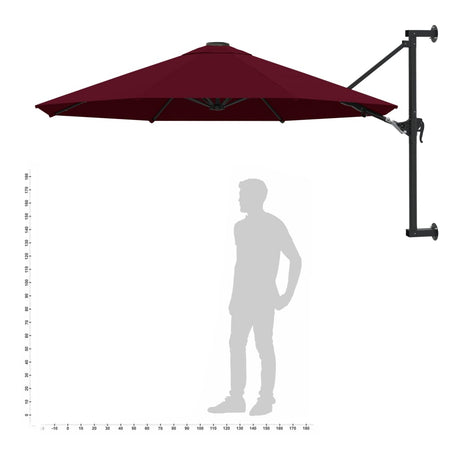 Wandparasol met metalen paal 300 cm bordeauxrood - AllerleiShop