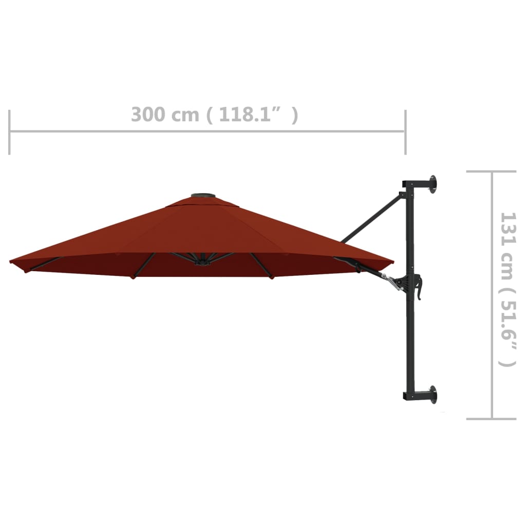 Wandparasol met metalen paal 300 cm terracottakleurig - AllerleiShop