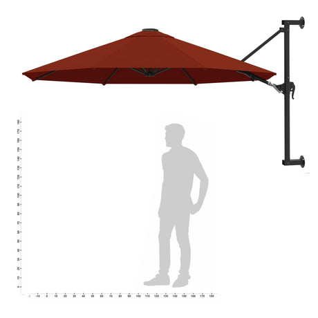 Wandparasol met metalen paal 300 cm terracottakleurig - AllerleiShop