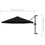 Wandparasol met metalen paal 300 cm zwart - AllerleiShop