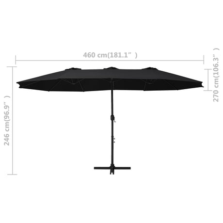 Parasol met aluminium paal 460x270 cm zwart - AllerleiShop