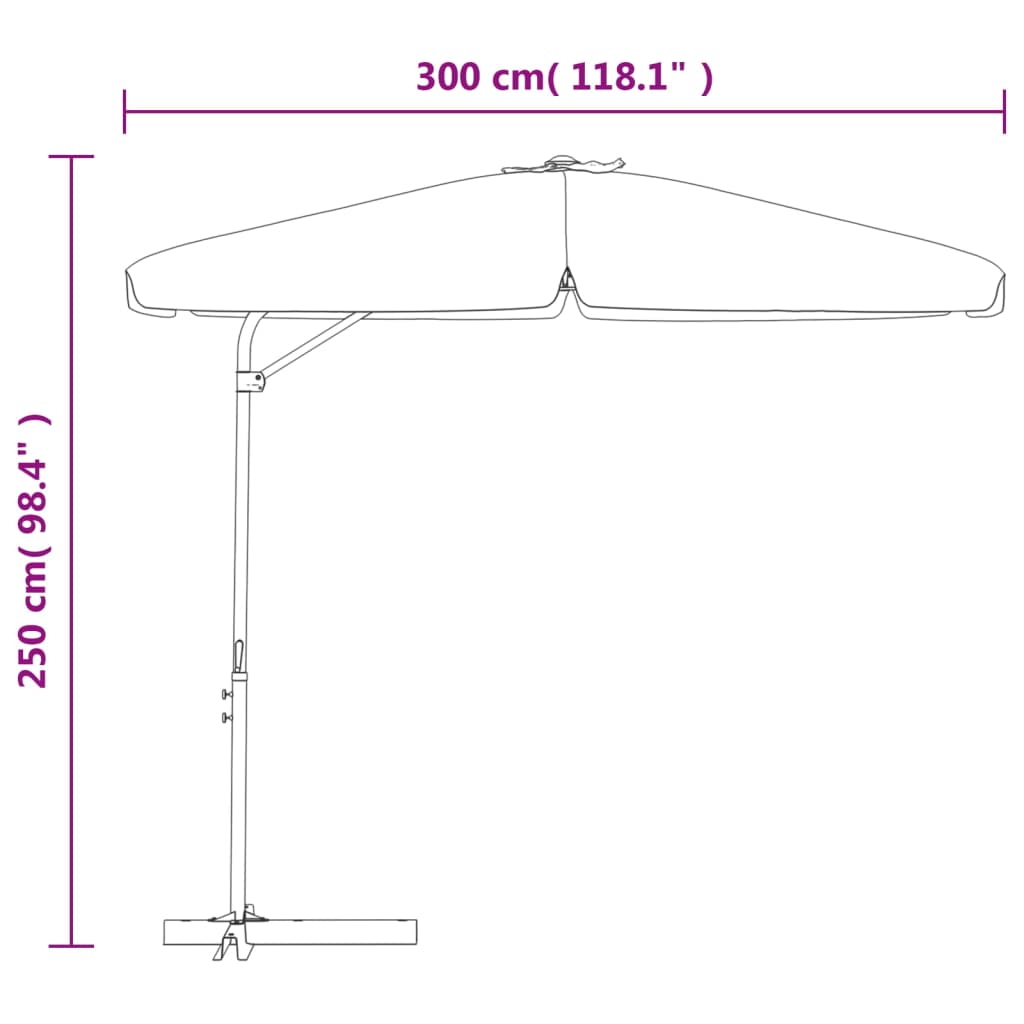 Parasol met stalen paal 300 cm bordeauxrood - AllerleiShop