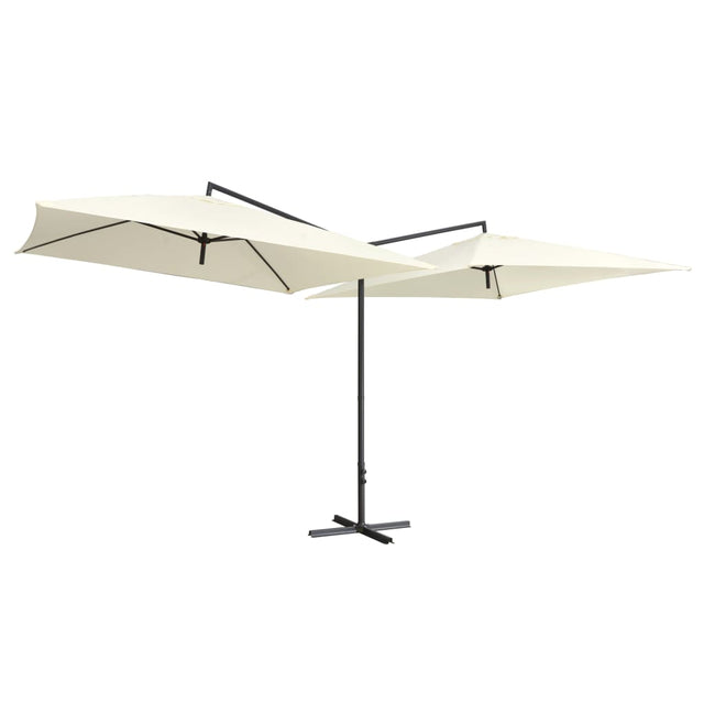 Parasol dubbel met stalen paal 250x250 cm zandwit - AllerleiShop