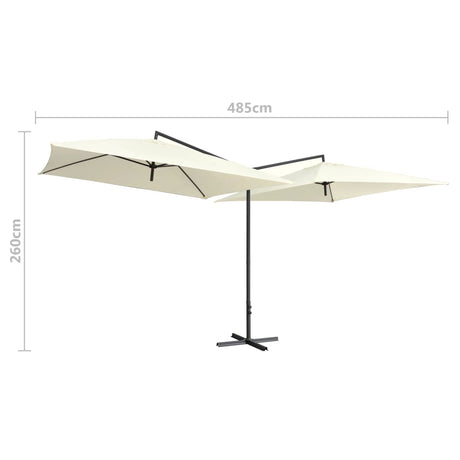 Parasol dubbel met stalen paal 250x250 cm zandwit - AllerleiShop