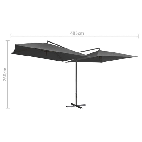 Parasol dubbel met stalen paal 250x250 cm antraciet - AllerleiShop